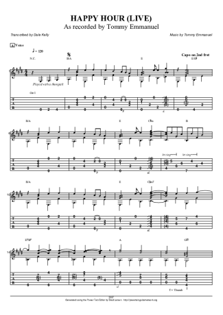 Tommy Emmanuel Happy Hour Live score for Acoustic Guitar