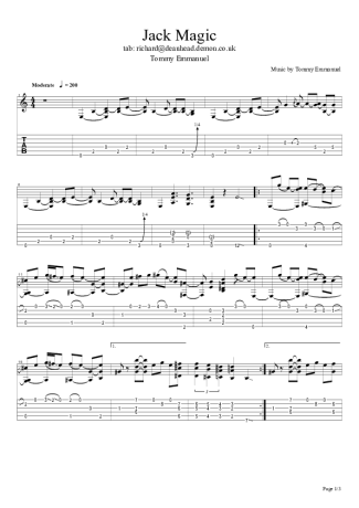 Tommy Emmanuel Jack Magic score for Acoustic Guitar