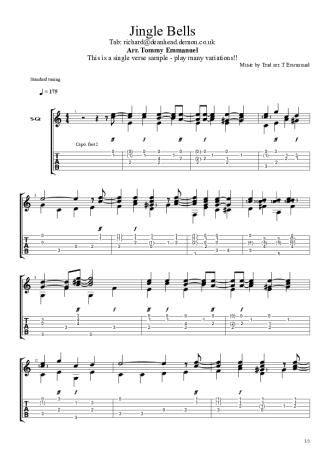 Tommy Emmanuel Jingle Bells score for Acoustic Guitar