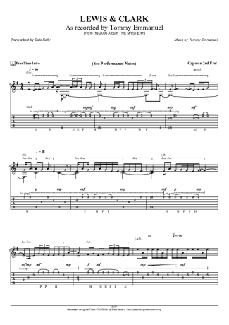 Tommy Emmanuel Lewis And Clark score for Acoustic Guitar