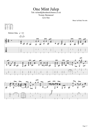 Tommy Emmanuel One Mint Julep score for Acoustic Guitar