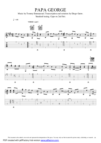 Tommy Emmanuel Papa George score for Acoustic Guitar
