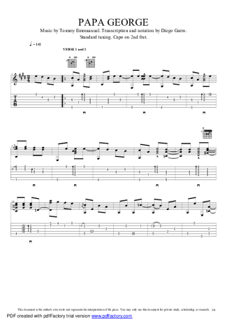 Tommy Emmanuel Papa George score for Acoustic Guitar
