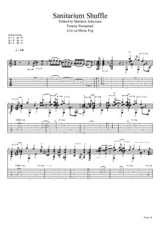 Tommy Emmanuel Sanitarium Shuffle score for Acoustic Guitar