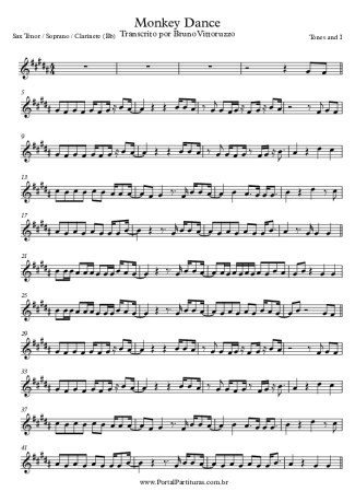 Tones and I Monkey Dance score for Tenor Saxophone Soprano Clarinet (Bb)