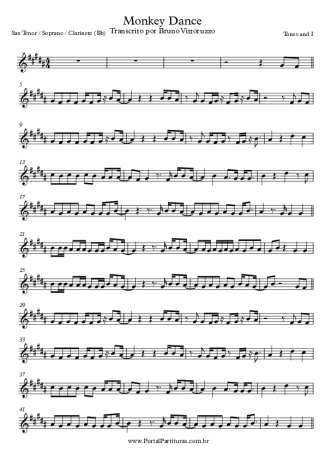 Tones and I Monkey Dance score for Tenor Saxophone Soprano (Bb)