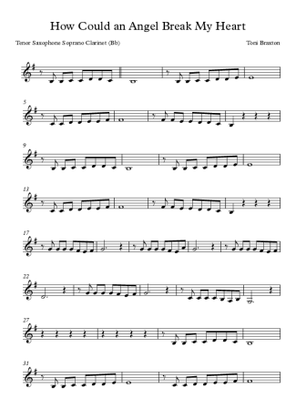 Toni Braxton How Could an Angel Break My Heart score for Tenor Saxophone Soprano (Bb)