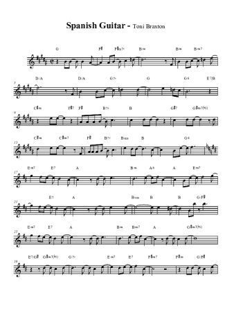 Toni Braxton Spanish Guitar score for Tenor Saxophone Soprano (Bb)