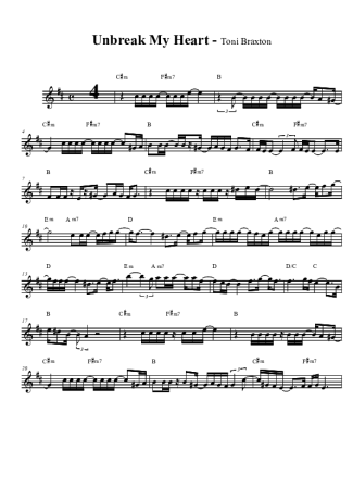 Toni Braxton Unbreak My Heart score for Tenor Saxophone Soprano (Bb)