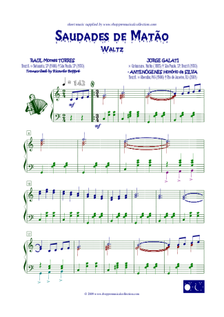 Tonico e Tinoco Saudades De Matão score for Accordion