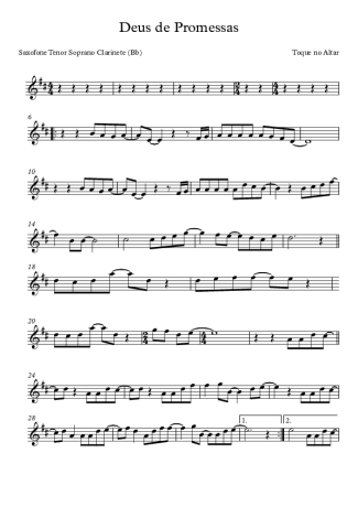 Toque no Altar Deus de Promessas score for Tenor Saxophone Soprano (Bb)