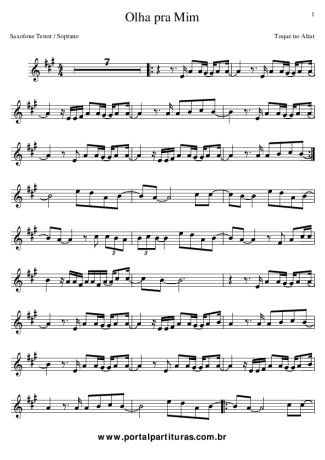 Toque no Altar Olha Pra Mim score for Tenor Saxophone Soprano (Bb)