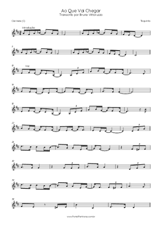 Toquinho Ao Que Vai Chegar score for Clarinet (C)