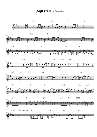 Toquinho Aquarela score for Tenor Saxophone Soprano (Bb)