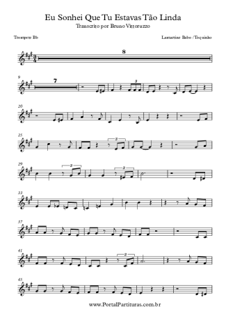 Toquinho Eu Sonhei Que Tu Estavas Tão Linda score for Trumpet