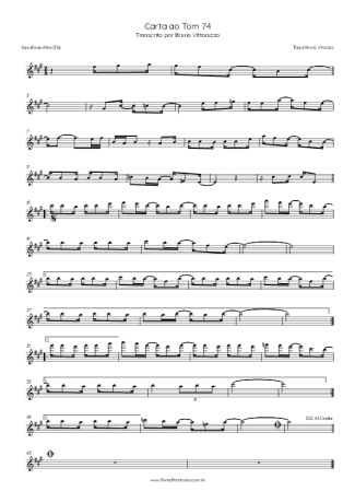 Toquinho e Vinícius de Moraes  score for Alto Saxophone