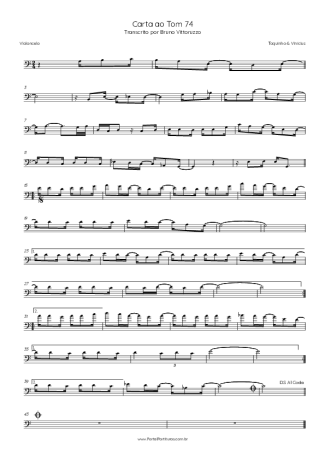 Toquinho e Vinícius de Moraes Carta Ao Tom 74 score for Cello