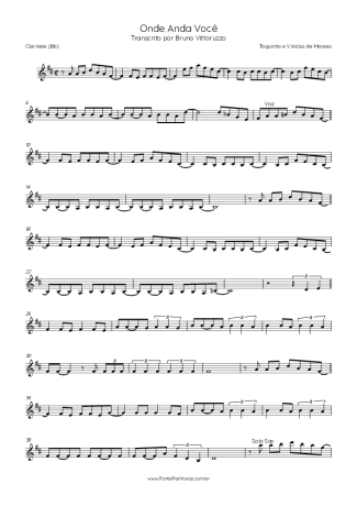 Toquinho e Vinícius de Moraes Onde Anda Você score for Clarinet (Bb)