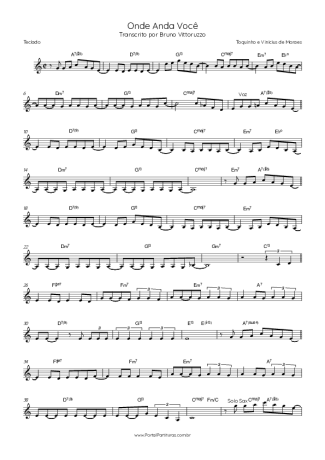 Toquinho e Vinícius de Moraes Onde Anda Você score for Keyboard