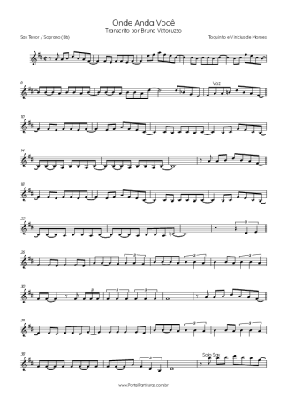 Toquinho e Vinícius de Moraes  score for Tenor Saxophone Soprano (Bb)