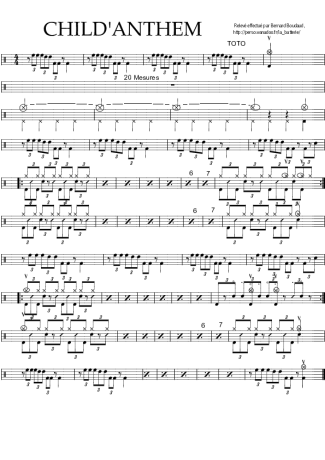Toto Child´s Anthem score for Drums