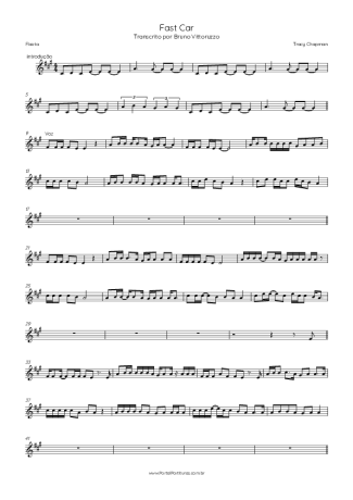 Tracy Chapman Fast Car score for Flute