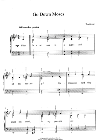 Traditional Gospel Music  score for Piano