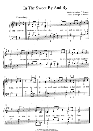 Traditional Gospel Music In The Sweet By And By score for Piano