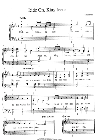 Traditional Gospel Music Ride On King Jesus score for Piano