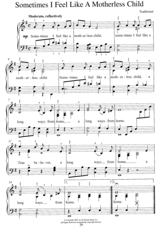 Traditional Gospel Music  score for Piano