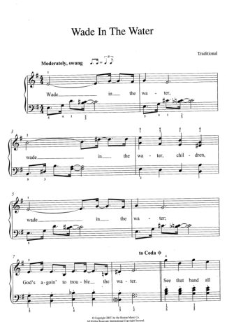 Traditional Gospel Music Wade In The Water score for Piano