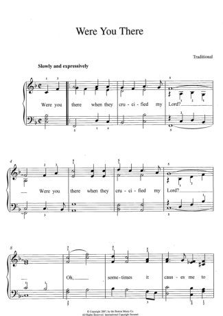 Traditional Gospel Music Were You There score for Piano