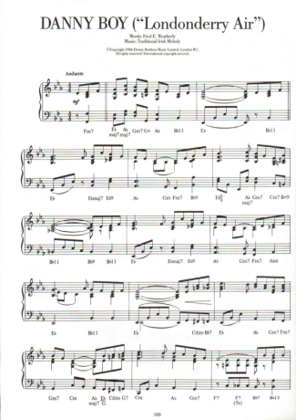 Traditional Irish Melody Danny Boy score for Piano