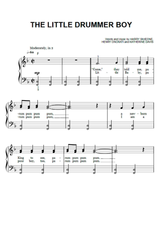 Traditional Music English The Little Drummer Boy score for Piano