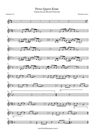 Trazendo a Arca Perto Quero Estar score for Clarinet (C)