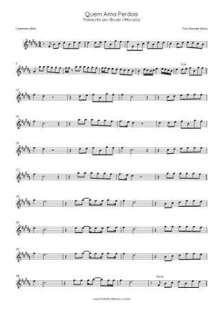 Trio Parada Dura Quem Ama Perdoa score for Clarinet (Bb)