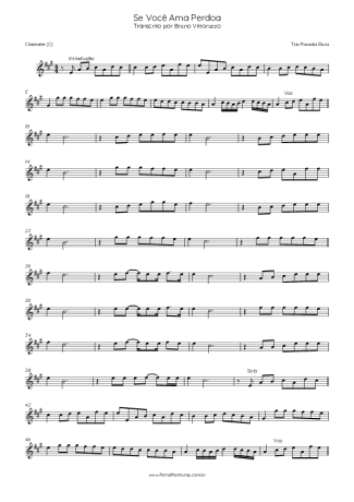 Trio Parada Dura Se Você Ama Perdoa score for Clarinet (C)