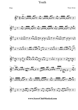 Troye Sivan Youth score for Flute