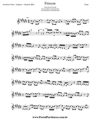 Tunai Frisson score for Tenor Saxophone Soprano (Bb)