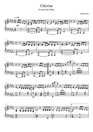 Twenty One Pilots Chlorine score for Piano