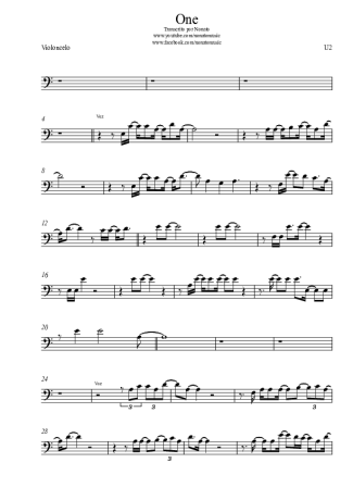 U2  score for Cello