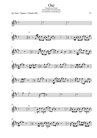 U2 One score for Clarinet (Bb)