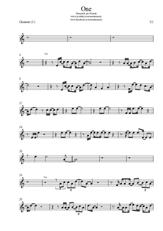 U2  score for Clarinet (C)