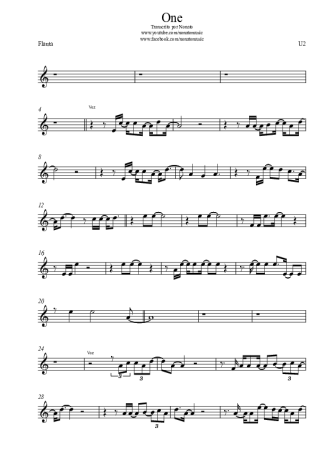 U2  score for Flute