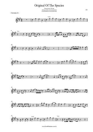 U2 Original Of The Species score for Clarinet (C)