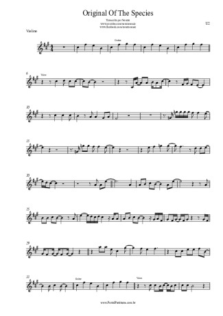 U2 Original Of The Species score for Violin