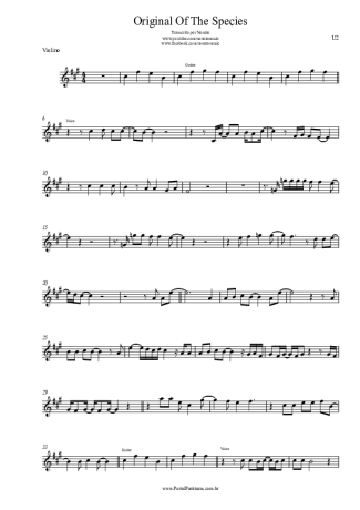 U2 Original Of The Species score for Violin