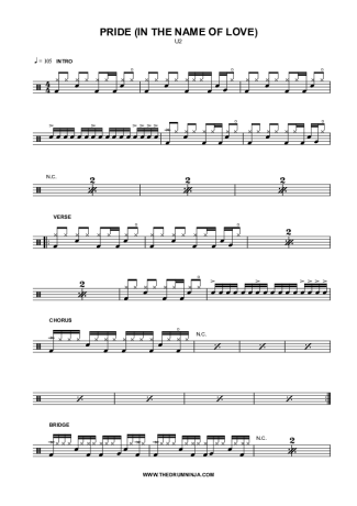 U2 Pride (In The Name Of Love) score for Drums