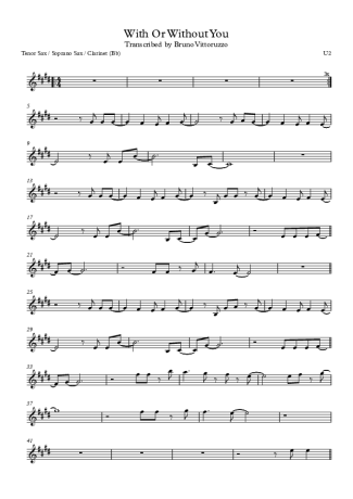 U2  score for Clarinet (Bb)