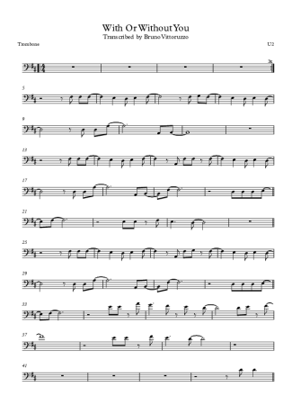 U2 With Or Without You score for Trombone